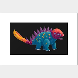 Colorful abstract dinosaur pattern Posters and Art